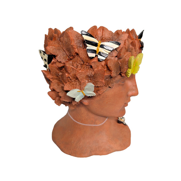 MacKenzie Childs Peresphone Butterfly Head Bust Planter Small 11" Tall - Picture 6 of 8